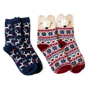 Reindeer Christmas winter socks two pairs